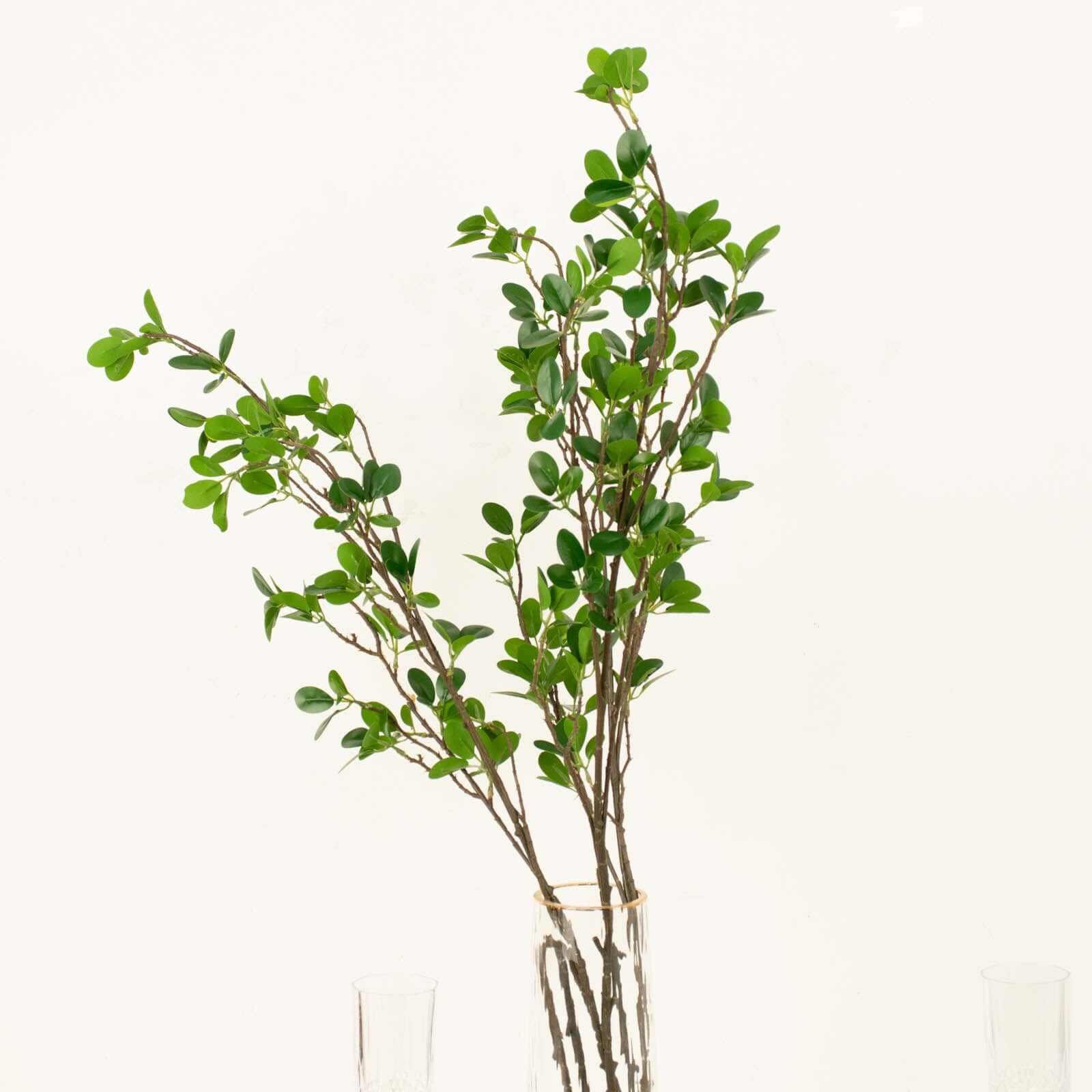 3-Pack 43" Faux Ficus Green Leaf Branches - Realistic & Flexible
