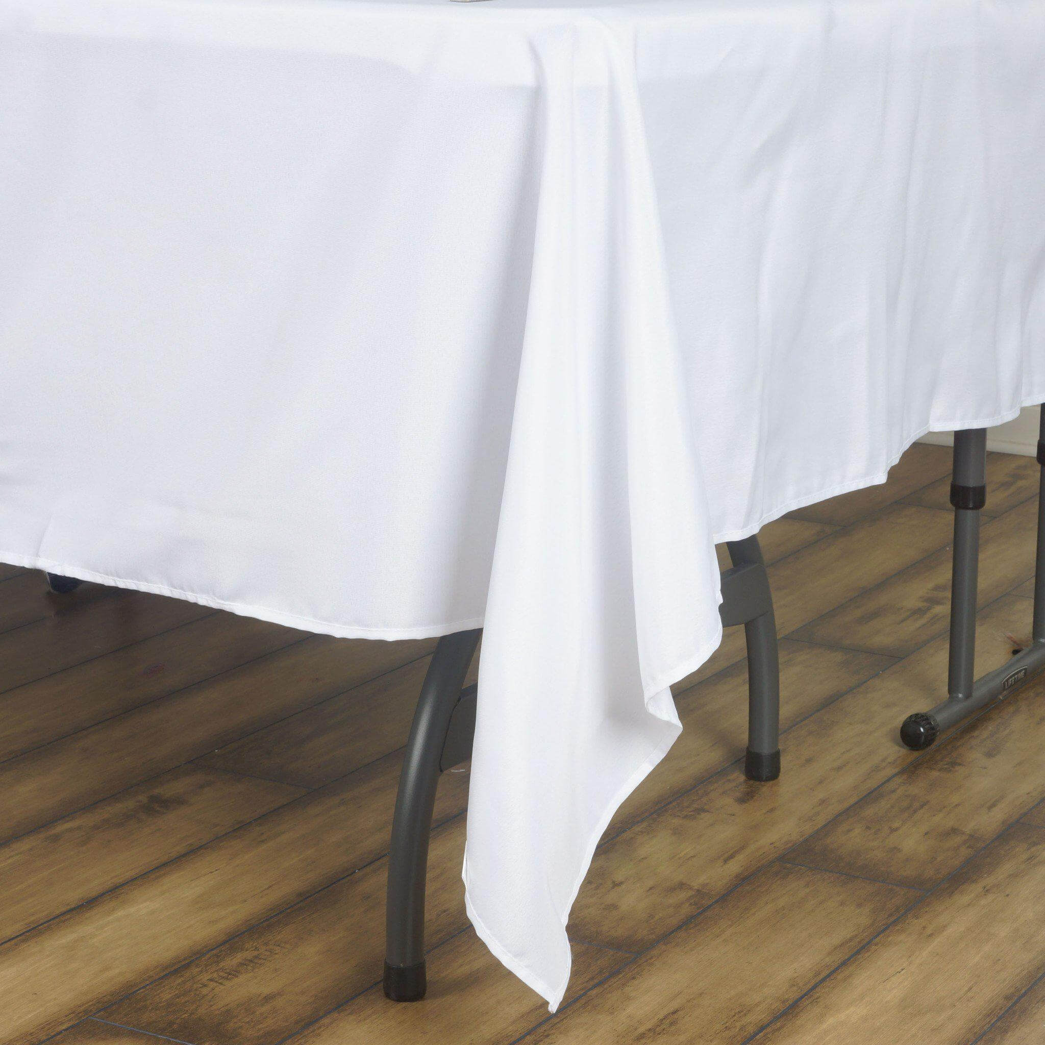 Wrinkle-Resistant & Durable White 70x70 Polyester Square Tablecloth for Events