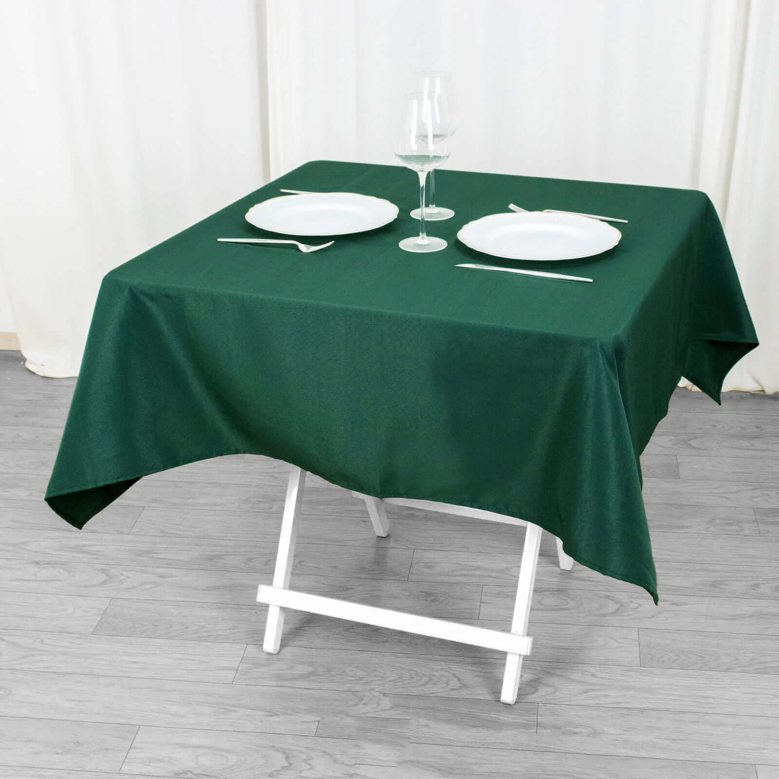 Premium 220GSM Hunter Emerald Green 54x54 Polyester Square Tablecloth - Stain & Wrinkle Resistant