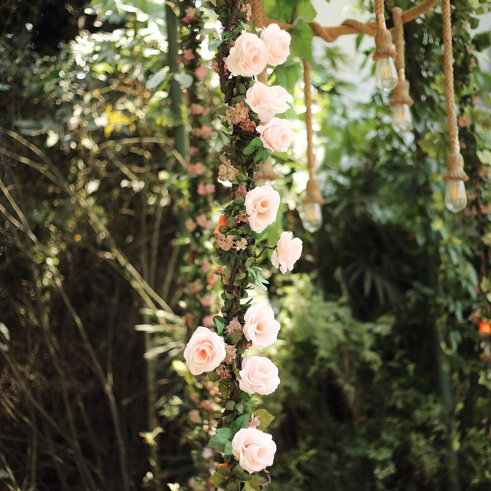 Hot Sale! 6ft Blush Artificial Silk Rose Hanging Garland for Decor