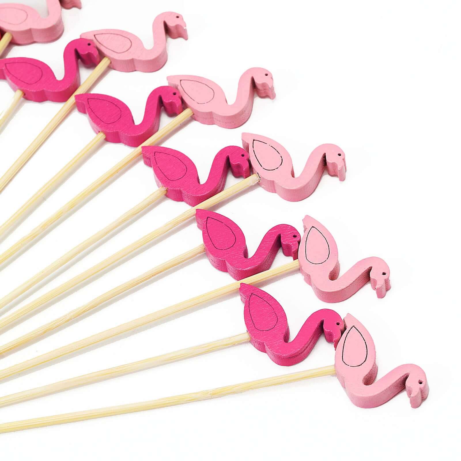 Hot Deal! 100-Pack Eco-Friendly Bamboo Flamingo Cocktail Sticks in Fuchsia/Hot Pink