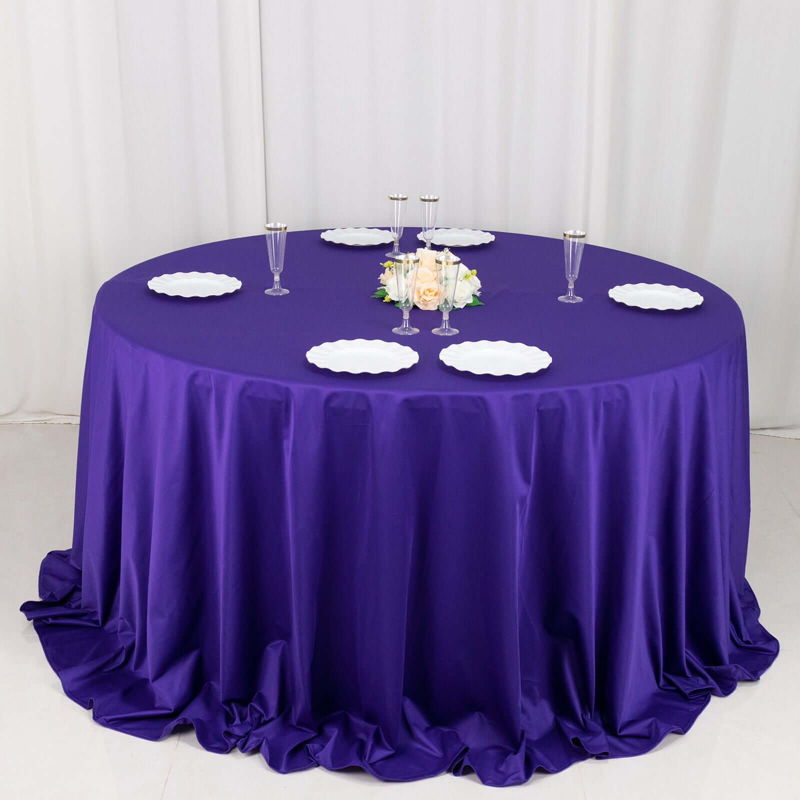 Exclusive Purple 132' Round Scuba Tablecloth - Wrinkle & Stain Free