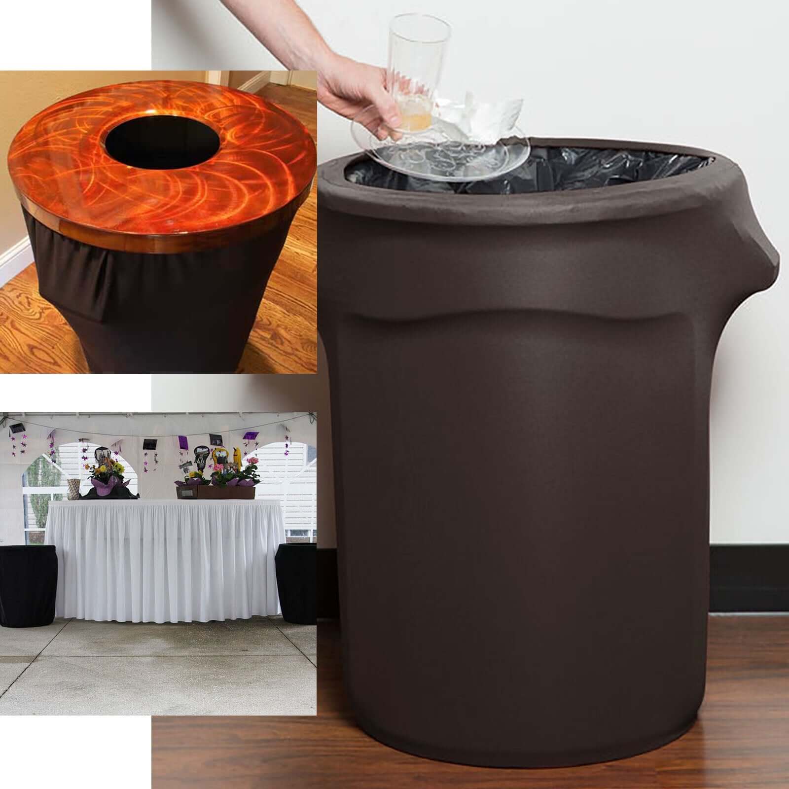 41 - 50 Gallon Burgundy Round Stretch Spandex Trash Bin Cover