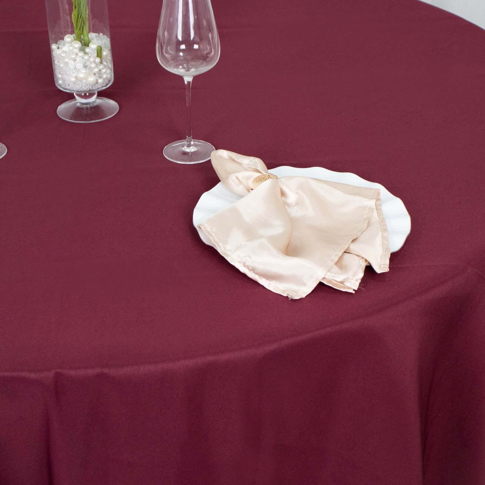 Hot Sale! 90-Inch Burgundy Premium Polyester Round Tablecloth - Stain & Wrinkle Resistant