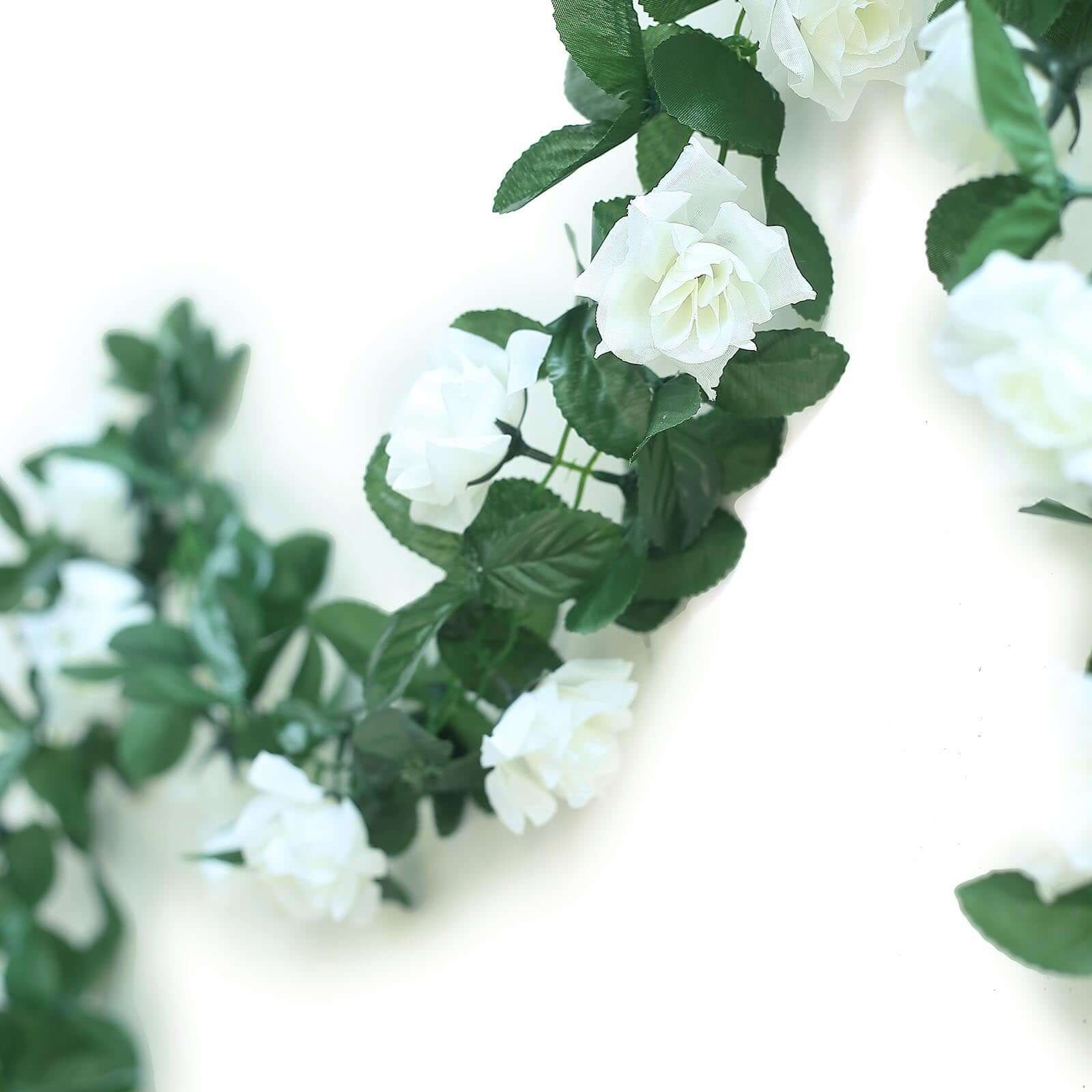 6ft UV-Protected Cream Artificial Silk Rose Garland - Ideal for Decor
