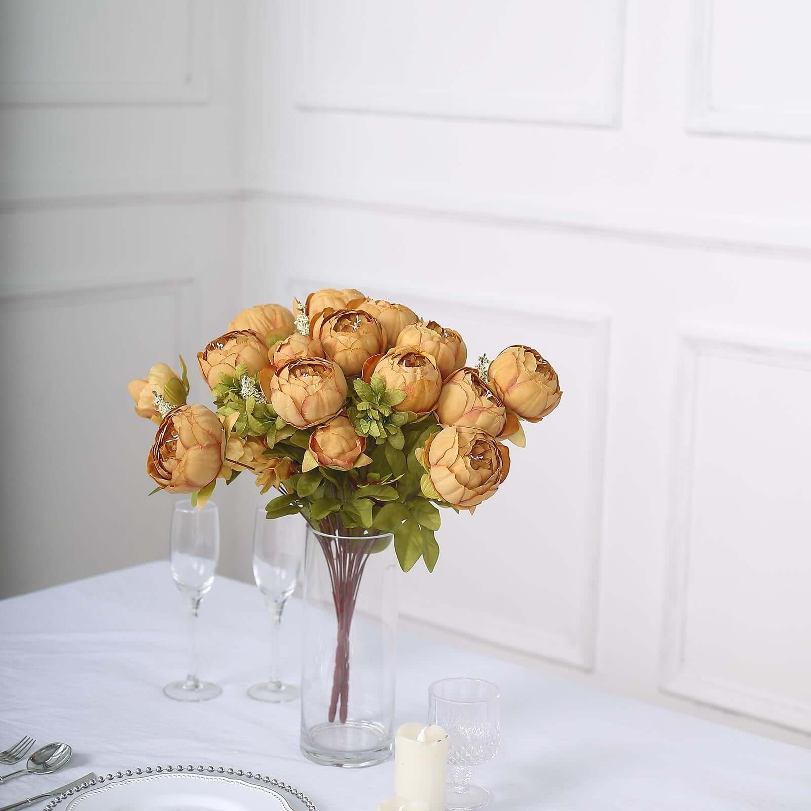 Hot Deal! 2 Pack 19" Gold Artificial Peony Flower Wedding Bouquets