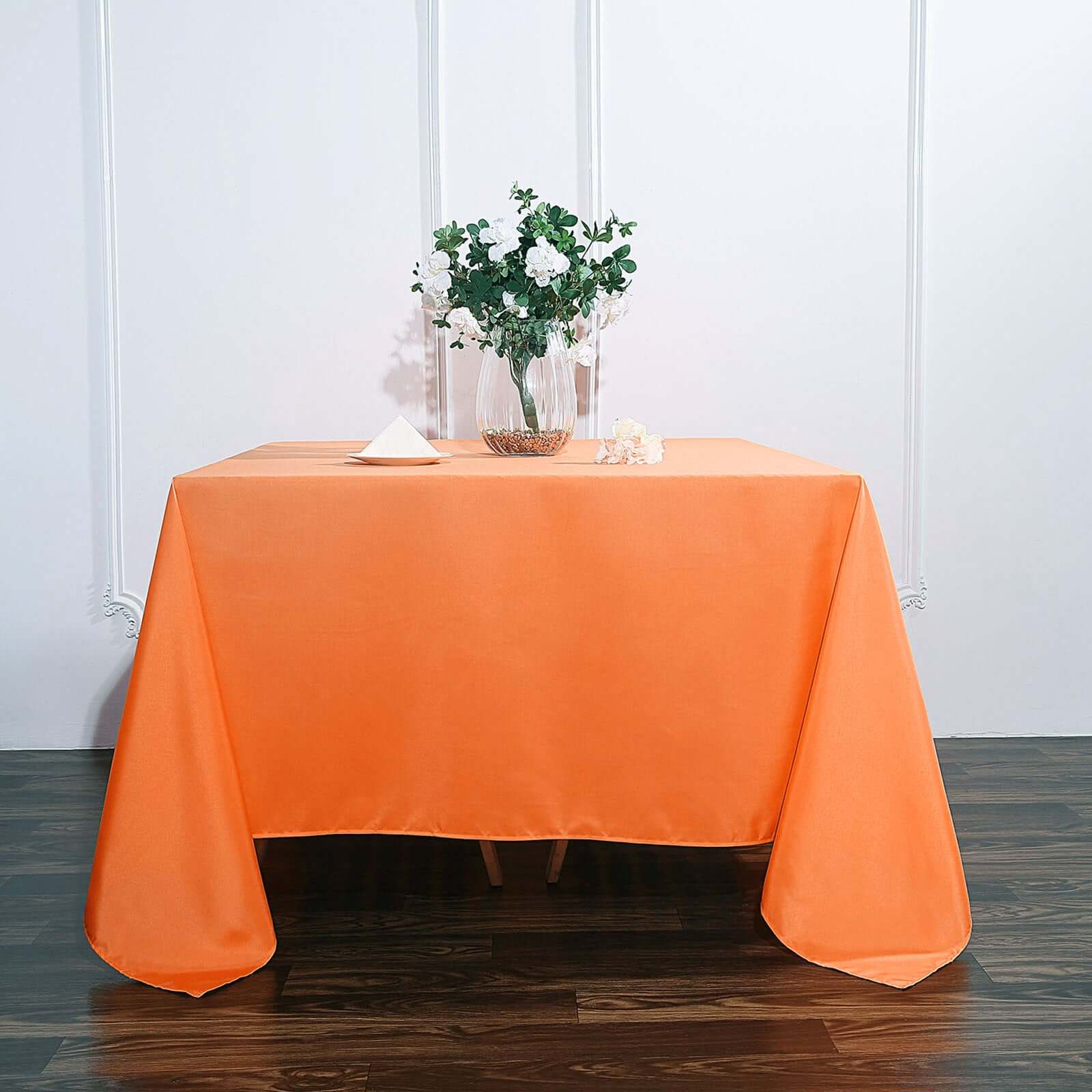 Orange Polyester 90x90 Square Tablecloth - Durable & Wrinkle-Resistant Table Cover