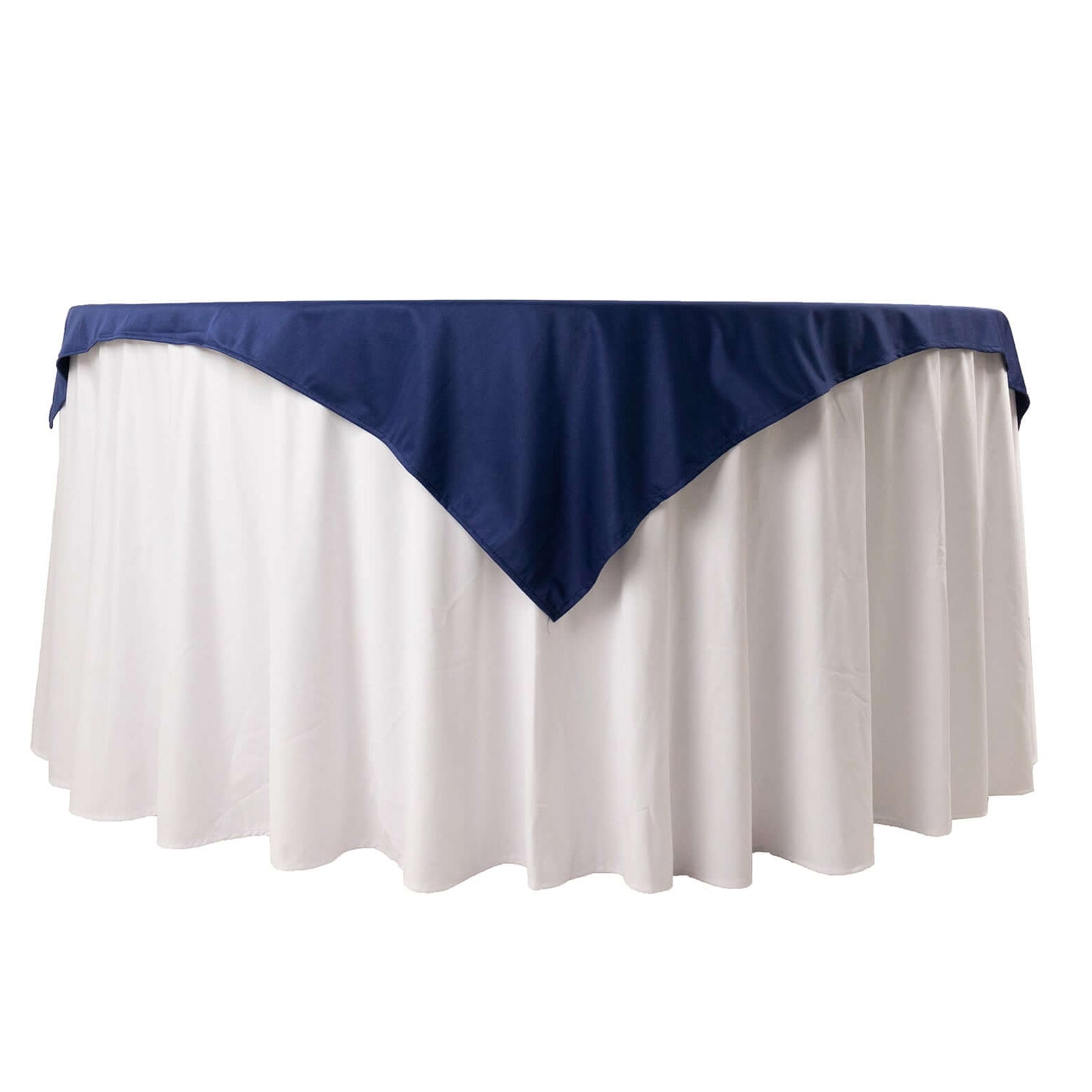 Exclusive Navy Blue Scuba Polyester 54x54 Square Table Overlay - Wrinkle & Stain Free