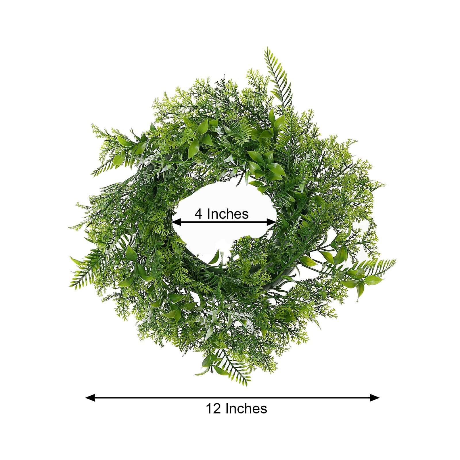 2-Pack Green Artificial Fern Leaf Candle Ring Wreaths - Ideal Decor