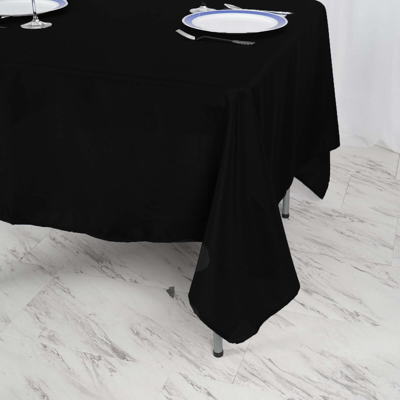 Black 70x70 Wrinkle-Resistant & Durable Polyester Square Table Overlay for Events