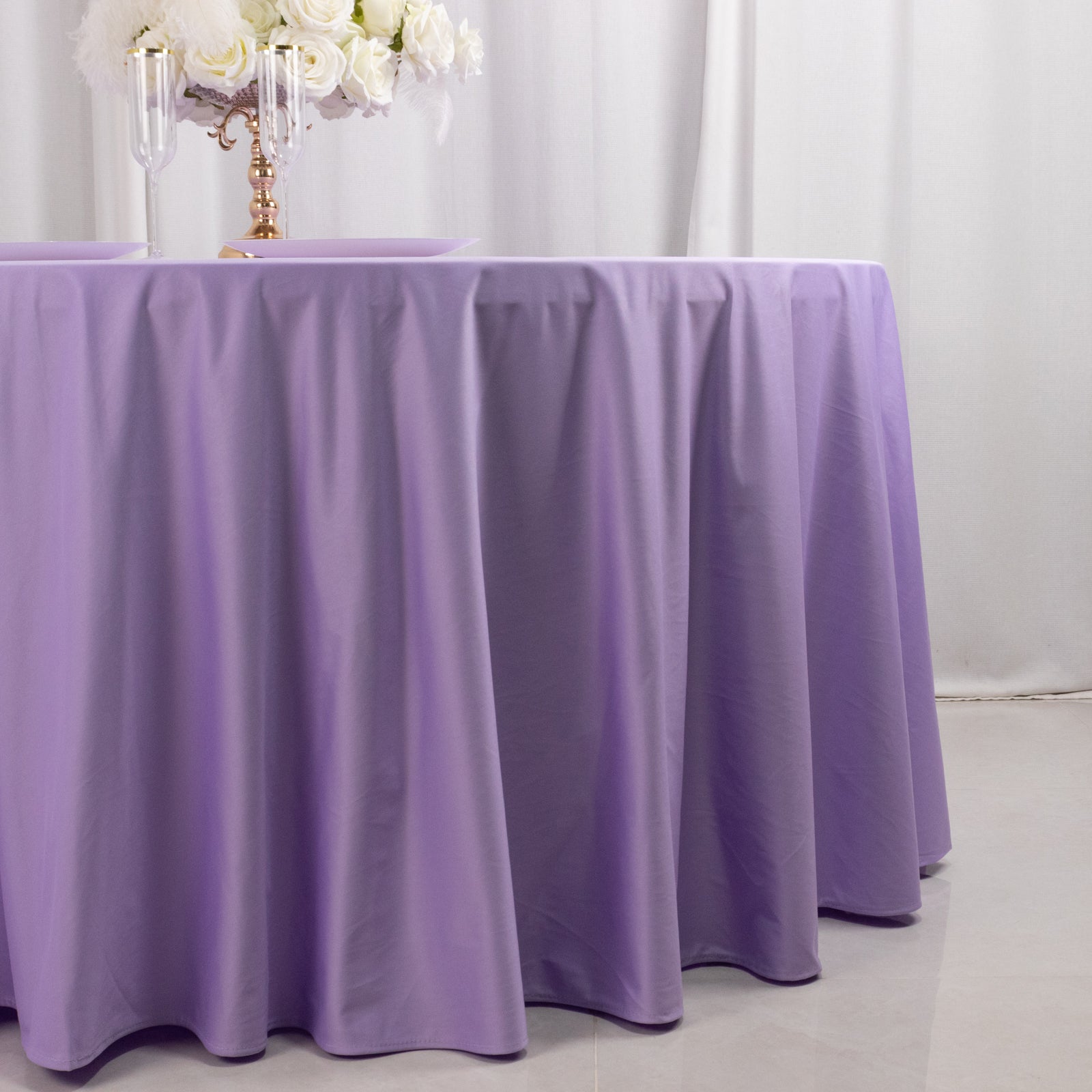 Lavender Lilac 120' Premium Scuba Round Tablecloth - Wrinkle & Stain Resistant