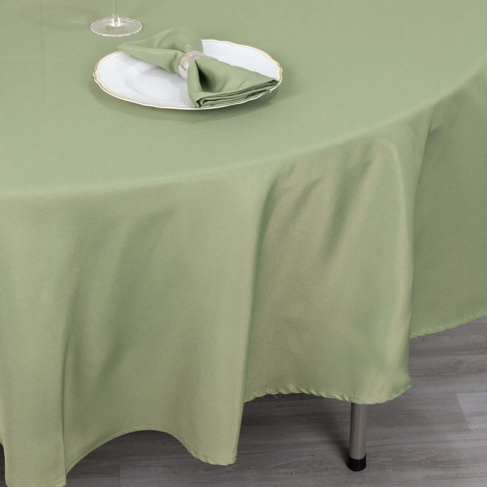 90-Inch Dusty Sage Green Premium Polyester Round Tablecloth - Stain & Wrinkle Resistant, 220GSM