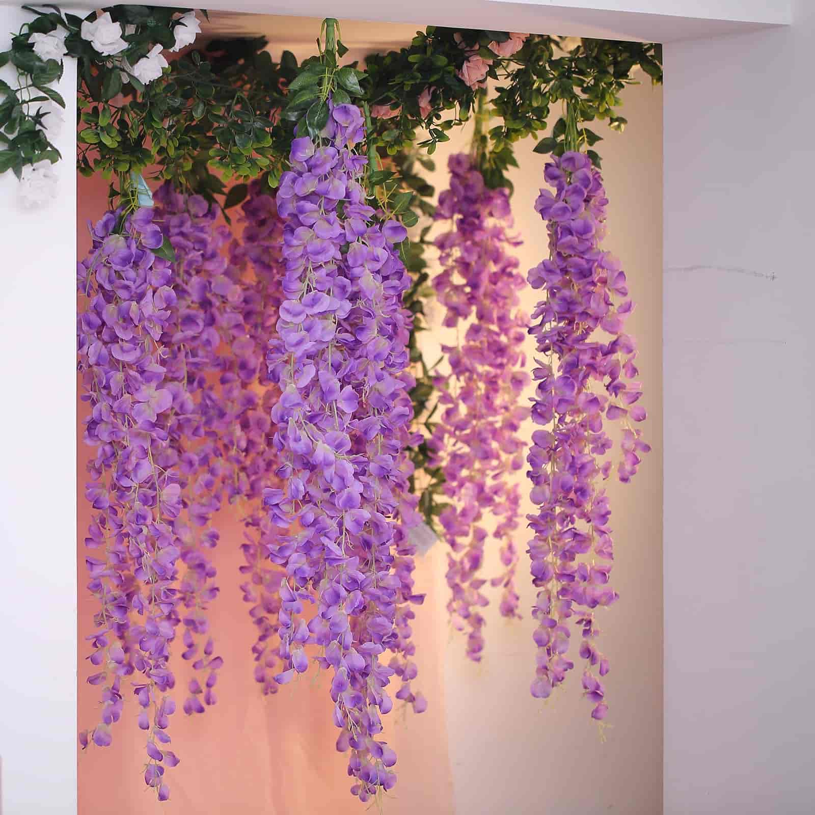 Stunning 42' Silk Lavender Lilac Wisteria Garland - 5 Strands