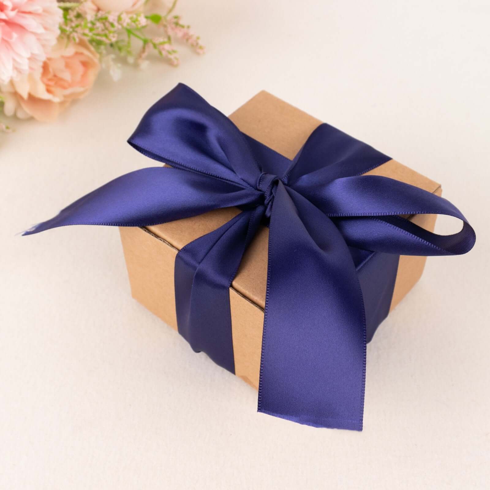 Hot! 50-Yard Navy Blue Single-Face Decorative Satin Ribbon