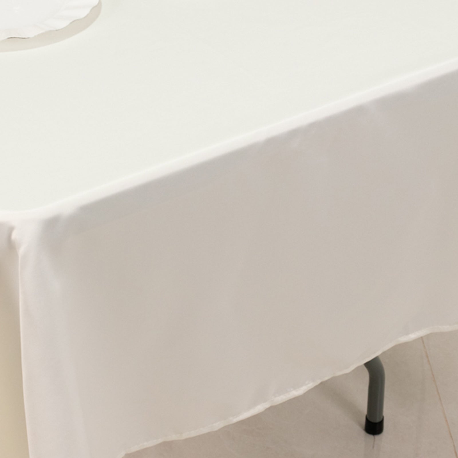 Ivory Lamour Satin Rectangle Tablecloth 60x102 - Durable & Soft, Ideal for Events
