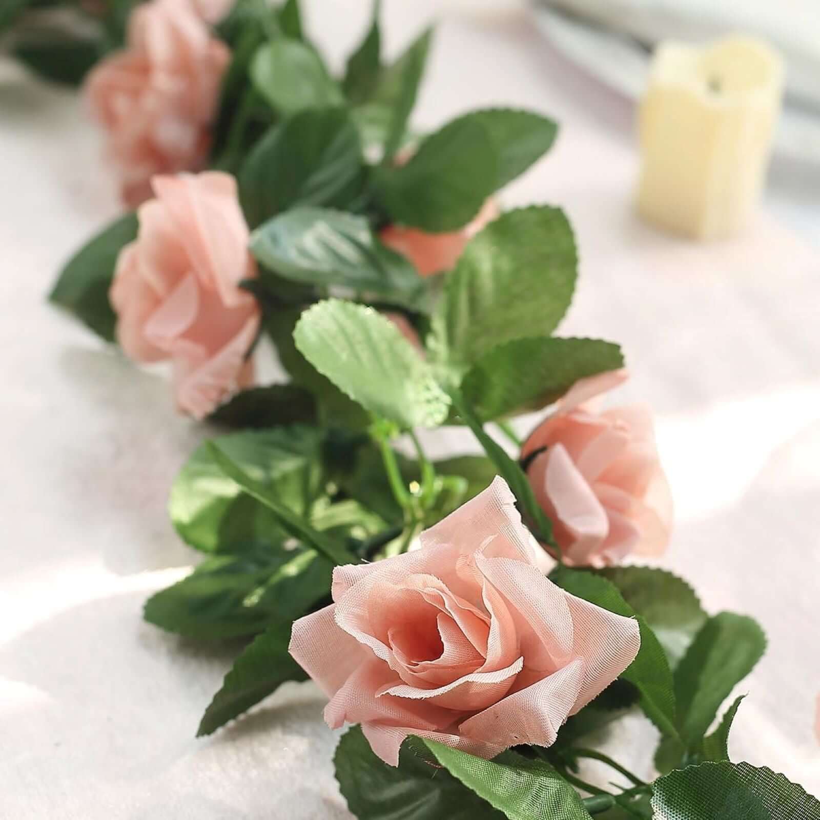 Hot Sale! 6ft UV-Protected Dusty Rose Artificial Silk Rose Garland