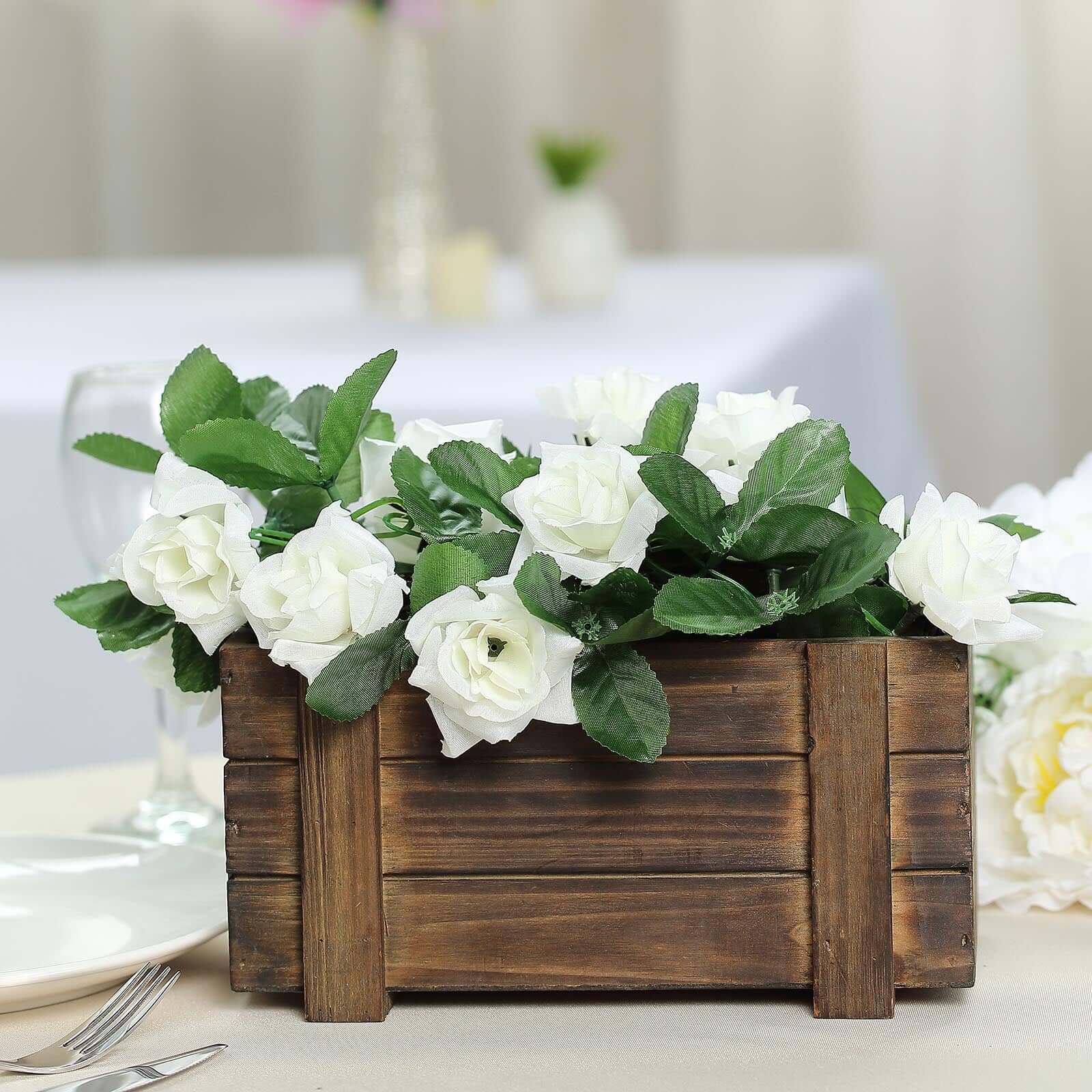 Hot Deal! 2-Pack Smoked Brown Rustic Wood Planter Boxes - Ideal Natural Decor for Weddings, 10x5