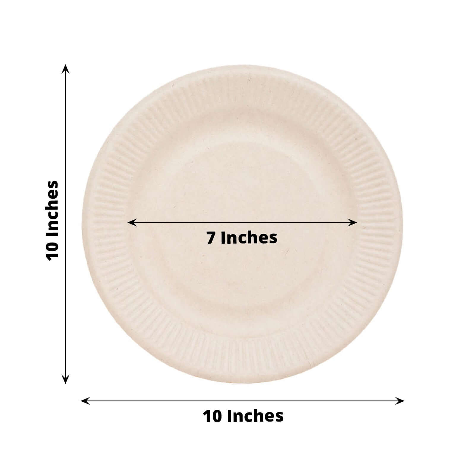 50-Pack Natural Ribbed Rim Round Dinner Plates Made of Bagasse - Eco-Friendly Sugarcane Party Plates