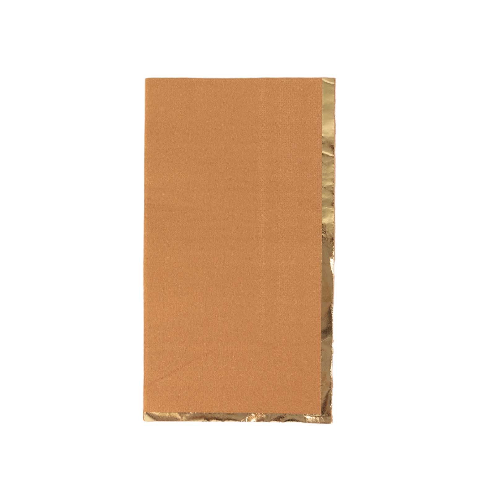 Hot Sale! 50-Pack Disposable 2-Ply Paper Dinner Napkins in Terracotta with Gold Foil Edge
