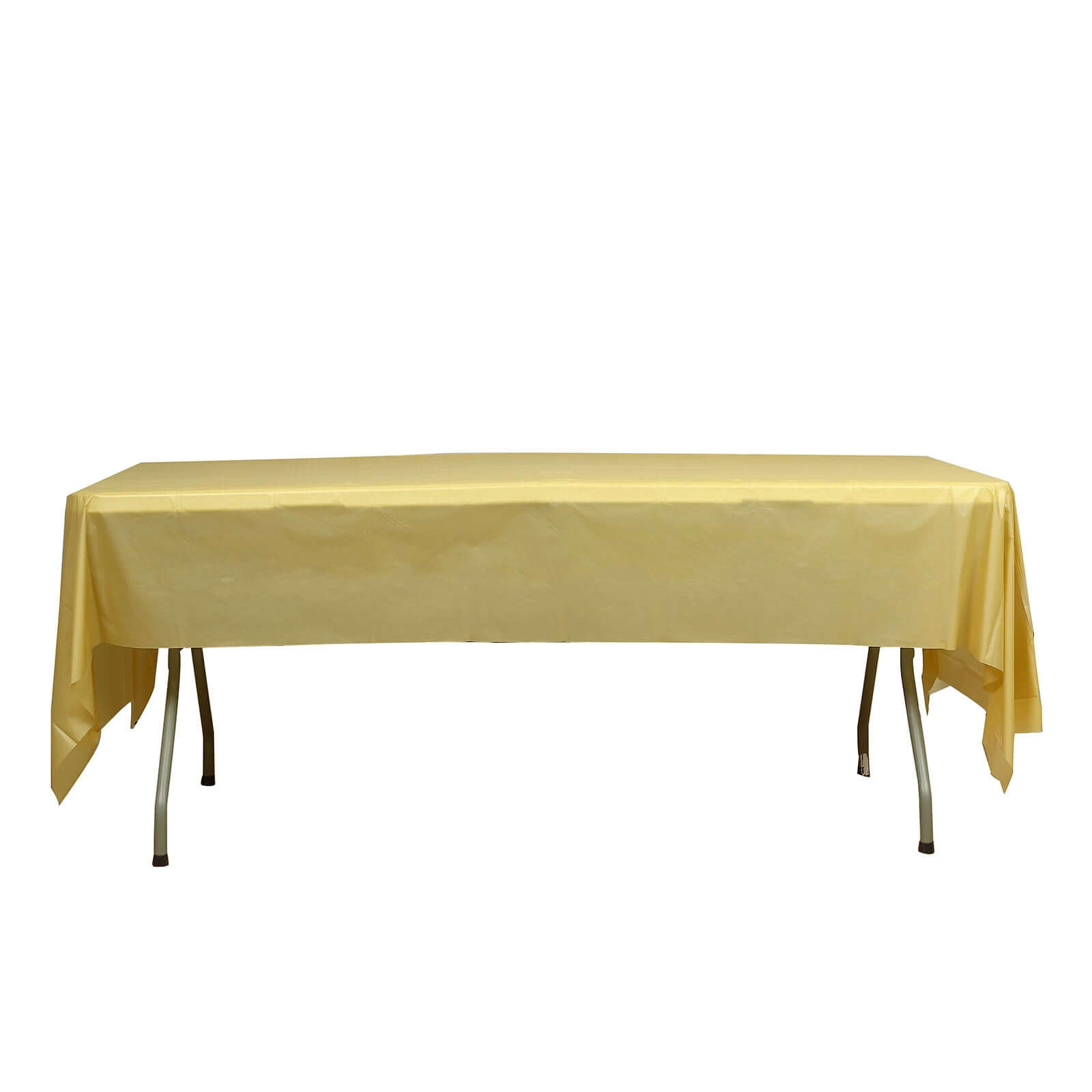 5-Pack Gold Plastic Rectangle Disposable Table Covers - Durable PVC for Gatherings, 54x108